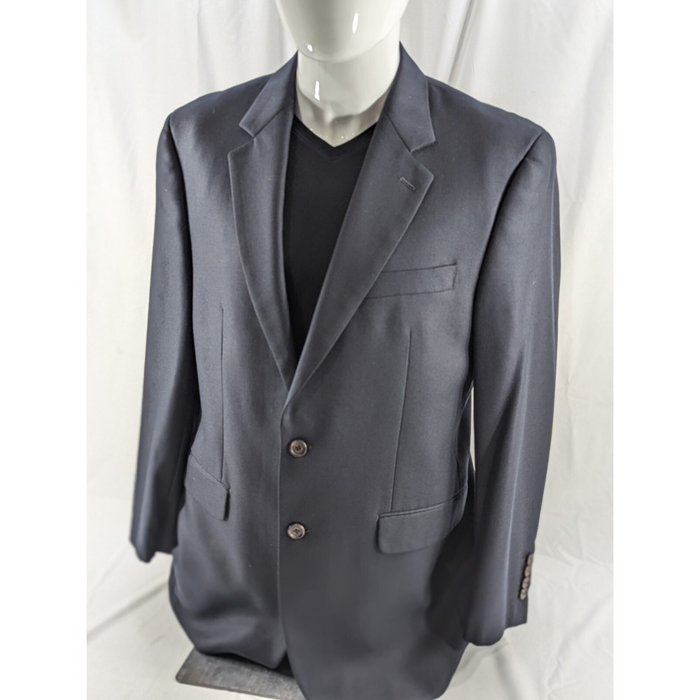 Ralph Lauren Blazer Sport Suit Jacket Coat Silk Wool 40R Black Crosshatch EUC